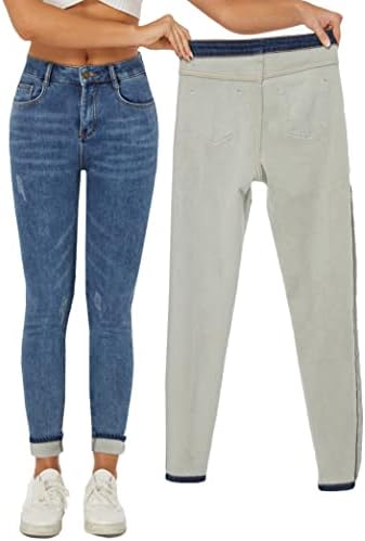Yehopere Women's Winter Fleece Lined Jeans Slim Fit Warm Skinny High Waist Denim Jean