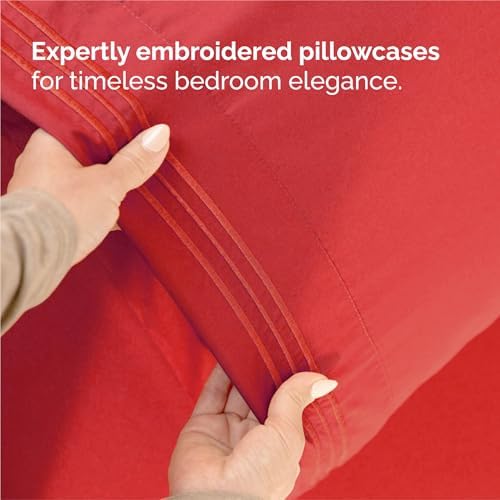 Split King Size 5 Piece Sheet Set - Comfy Breathable & Cooling Sheets - Red