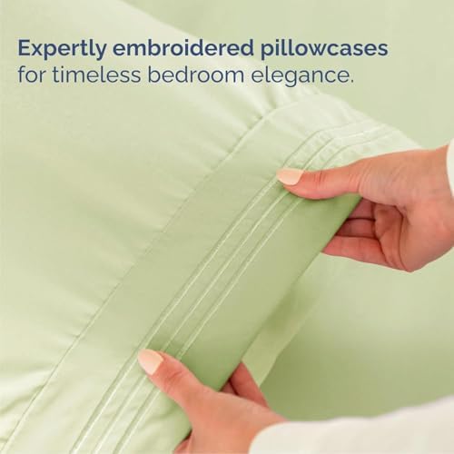 Cal King Size 4 Piece Sheet Set - Breathable & Cooling - Light Sage Green