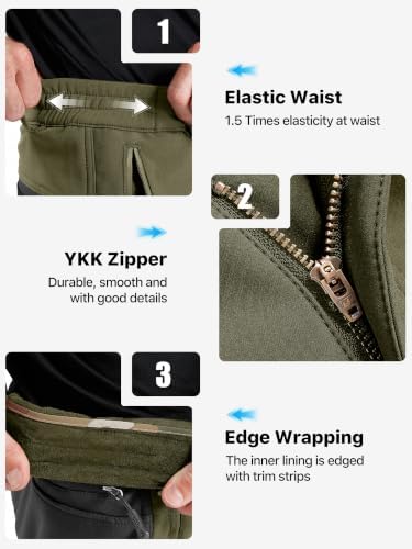FREE SOLDIER Men's Fleece Lined Pants Softshell Snow Ski Pants