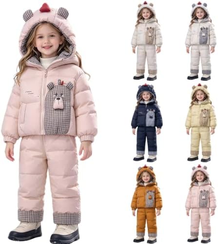 Girls Boys Bib Snow Pants and Ski Jacket Water-Resistant Insulated Snowsuit