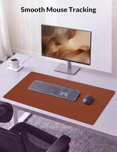 Leather Desk Pad Protector, 31.5" x 15.7", Brown Desk Mat