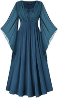 Scarlet Darkness Renaissance Costume Women Pirate Medieval Maxi Dress