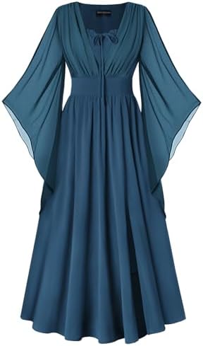Scarlet Darkness Renaissance Costume Women Pirate Medieval Maxi Dress