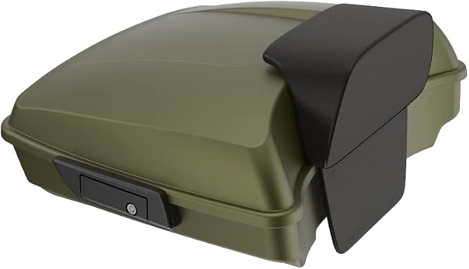 Advanblack Road Glide Tour Trunk Pack Mineral Green Denim Razor Tour Trunk Pack Backrest Pad for '97-'25 Harley Touring Road King Street Glide Electra Glide CVO models