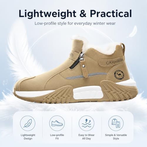 Men's Winter Warm Snow Boots Waterproof Zip‑Up Fur‑Lined Ankle Booties Anti‑Slip Outdoor Footwear for Hiking Commute & Daily Leisure