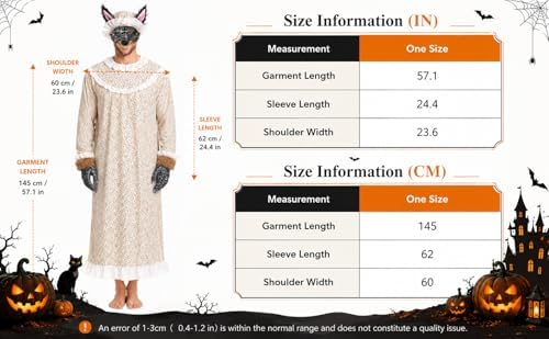 Adult Granny Wolf Costume Big Bad Wolf Outfit Halloween with Hat Mask