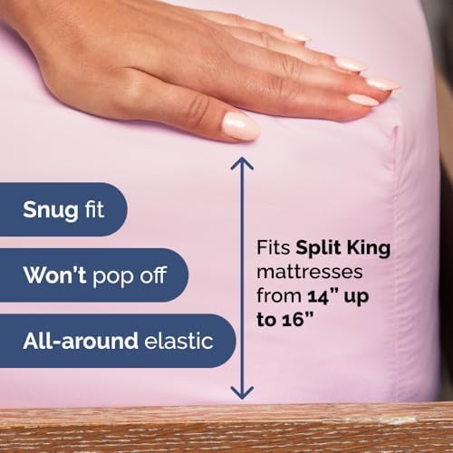 Flex Top Split Head King 4 Piece Sheet Set - Soft & Breathable - Light Pink
