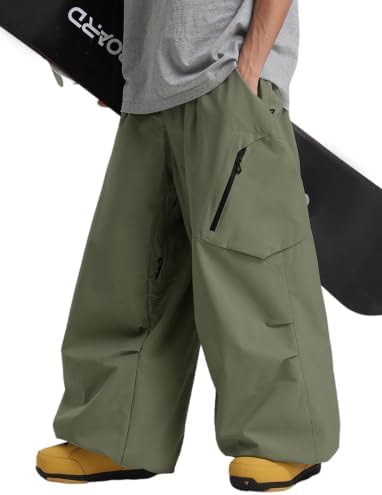 GSOU SNOW Mens Womens Ski Snow Pants Baggy Snowboard Pants Waterproof