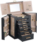 Lolalet Large Jewelry Box, 6-Layer Jewelry Organizer with 5 Drawers -Black