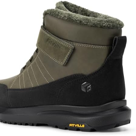FitVille Wide Width Mens Winter Boots Fur Lined Extra Wide Snow Boot Lightweight Non Slip Outdoor Mens Diabetic Shoes for Flat Feet