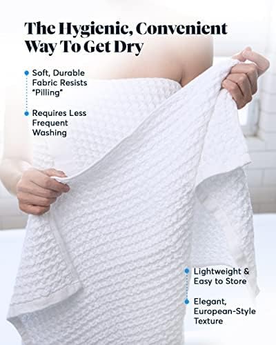 SUTERA Waffle Hand Towel for Bathroom, Silver Ions Pima Cotton - White | Ultra soft and absorbent with a lightweight waffle weave design for quick-drying bath towels.