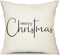 Allorry Christmas Pillow Covers Merry Christmas Throw Pillow Decorative Beige Cotton Cloth Linen Cloth Pillow Cover Sofa Cover Decorative Rectangle Length 18X18 inches