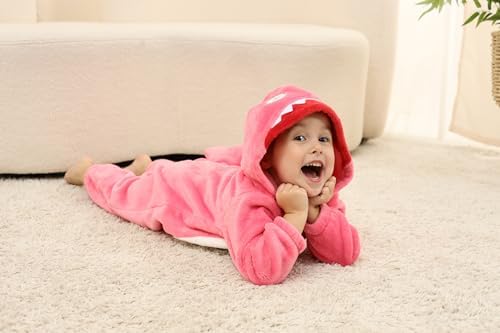 LOLANTA Boys' Girls' Dinosaur Shark Costume Flannel Jumpsuits Animal Onesie