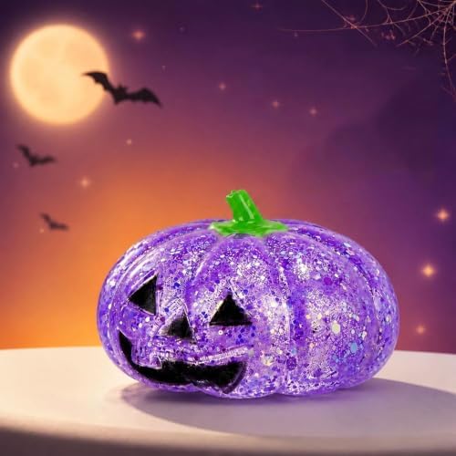 Halloween Decor Squeeze Fidget Toys Ghost Pumpkin Stress Halloween Squishy Toys Pumpkin Skeleton Shape Stress Relief(Purple)