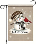 12x18 Inch Snowman Christmas Garden Flag Cardinal Bird Winter Outdoor Yard Decoration Christmas Holiday Seasonal Banner Double Sided Vertical House Lawn Decor for Farmhouse