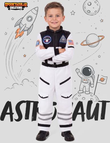 Spooktacular Creations Astronaut Costume with Helmet, Space Suit for Toddler, Kids Astronaut Halloween Costume for Cosplay