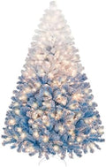 Yaheetech 7.5ft Prelit Flocked Christmas Tree, Blue & White, 550 Lights