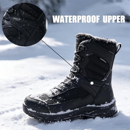 SHULOOK Men's Waterproof Winter Snow Boots Comfort Hiking Outdoor Boots