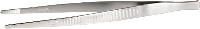 Mercer Culinary 18-8 Stainless Steel Chef Plating Tongs, Straight Tip, 6-1/8 Inch
