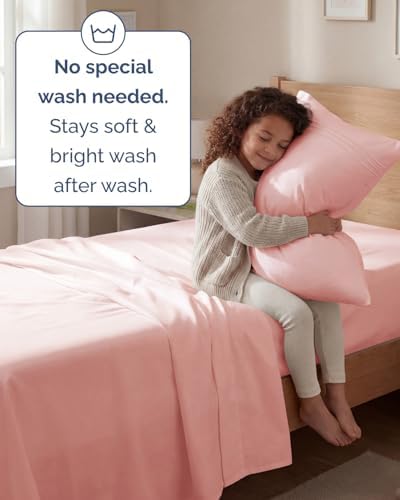 Twin Size 3 Piece Sheet Set - Comfy Breathable & Cooling Sheets - Baby Pink