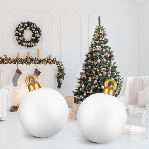 Jetec 4 Pcs Giant Inflatable Christmas Ball, Solid, White