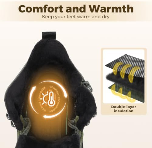 FitVille Men's Winter Boots Extra Wide, Water Resistant with Side Zipper, Non-Slip Warm Insulated Snow Outdoor Boots, Easy On/Off Comfortable