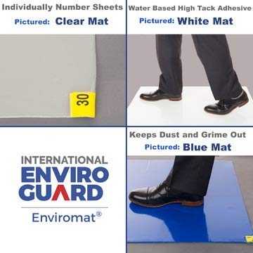 Professional Grade Sticky Floor Protection Mats [ Blue Tacky Adhesive Film] Removes Dust, Dirt & Small Debris from Shoes or Boots | Pack of 4 Pads, 30 Sheets per Pad (36" x 45" inches)