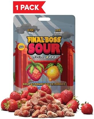 Final Boss Sour Fruit Candy, Strawberry Lemonade, Level 1, 1 Pack