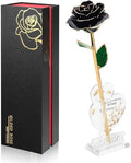 Anthonic Gold Dipped Infinity Rose Last Forever Flower Decor, Birthday Gift for Women in Her Birthday Valentines Day Mothers Day, Resin Preserved Rose | Anniversary Present for Mom (Black)