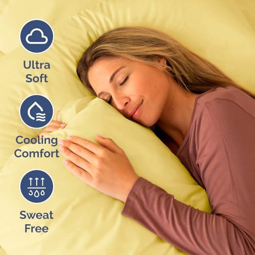 Short Queen Size 4 Piece Bed Sheet Set - RV Short Queen Sheets - Yellow