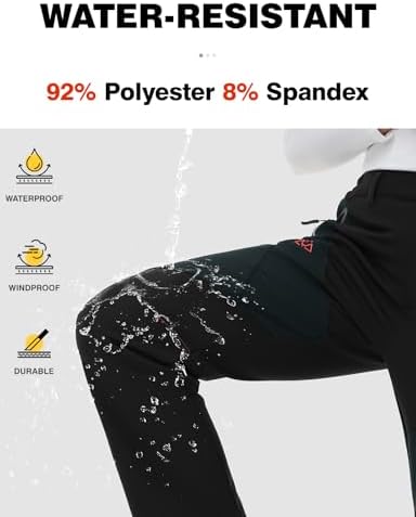 TBMPOY Women's Fleece Lined Ski Snow Pants Waterproof Winter Cargo Hiking Warm Thermal Softshell Insulated Outdoor Pant
