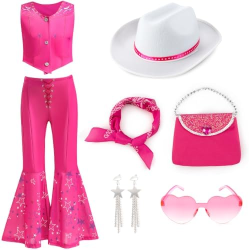 Cowgirl Costume Girls Kids Disco Outfits Movie Heroine Dress Up for Halloween Birthday Cosplay Party