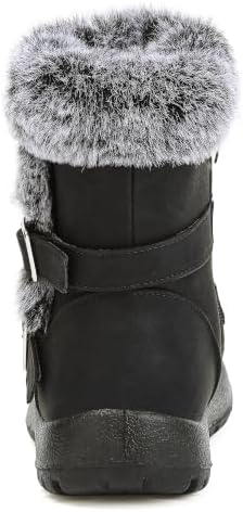 Womens Snow Boots Leather Winter Warm Boots Platform Ankle Booties