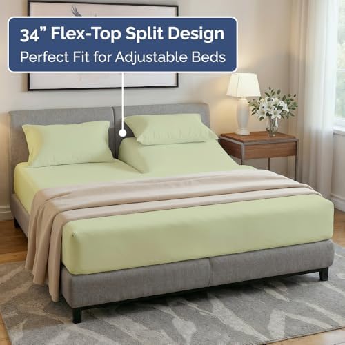 Flex Top Split Head King 4 Piece Sheet Set - Ultra-Soft - Light Sage Green