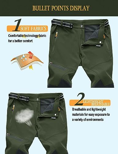 MAGCOMSEN Men's Snow Ski Winter Pants Waterproof Hiking Fleece Lined Pants