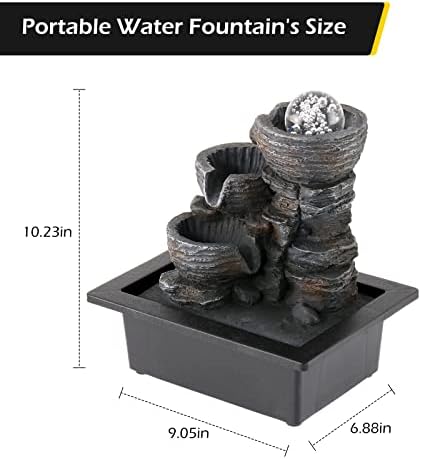 Dyna-Living Water Fountain Indoor Tabletop Waterfall Fountain with LED