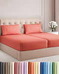 Split King Size 5 Piece Sheet Set - Breathable & Cooling Sheets - Coral