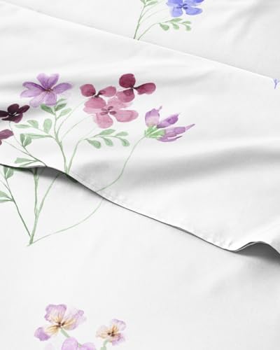 King 4 Piece Boho Botanical Floral Sheet Set - Breathable & Cooling - Posy