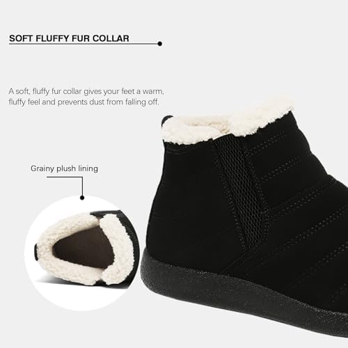 JSWEI Winter Boots for Women - Soft Comfortable Faux Fur Mid Calf Winter Snow Boots Totes Boots Lace up Snow Boots Winter Boots with Insulated Black for Outdoor