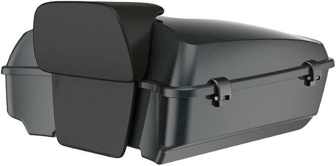 Advanblack 2025 RG Tour Trunk Pack Iron Horse Metallic Chopped Tour Trunk Pack Backrest Pad for '97-'25 Harley Touring Road King Street Glide Electra Glide CVO models