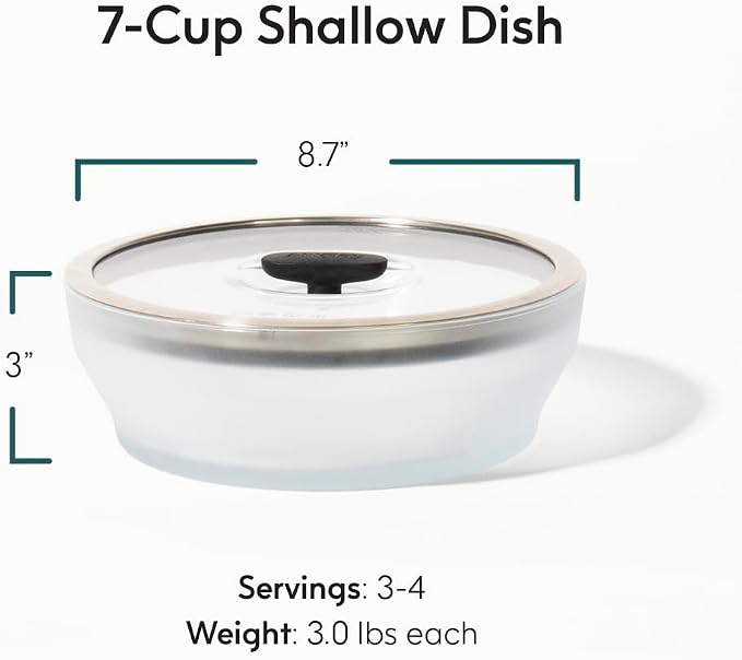 Anyday 7-Cup Glass Microwave Steamer (Frosted Black Sesame) | Vegetables, BPA-Free, Vegetable Bowl, Vented Lid, Healthy Cooking Container, Broccoli, Veggies, Meal Prep