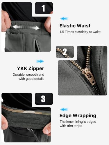 FREE SOLDIER Men's Fleece Lined Pants Softshell Snow Ski Pants