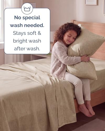Twin Size 3 Piece Sheet Set - Breathable & Cooling Sheets - Heathered Beige