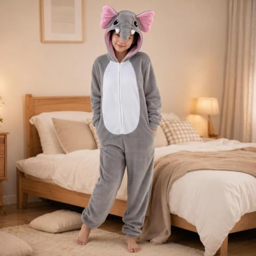 Snug Fit Unisex Adult Onesie Pajamas, Flannel Cosplay Animal One Piece Halloween Costume Sleepwear Homewear