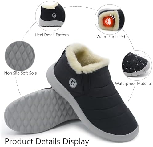 Winter Boots for Women Lightweight Comfortable Plush Waterproof Stylish Solid Color Ladies Ankle Shoes
