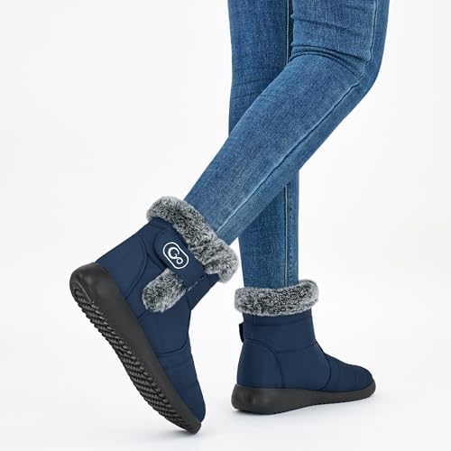 Winter Snow Boots for Women: Comfortable Warm Fur Lined Ankle Booties Non Slip Waterproof Boots for Outdoor Walking