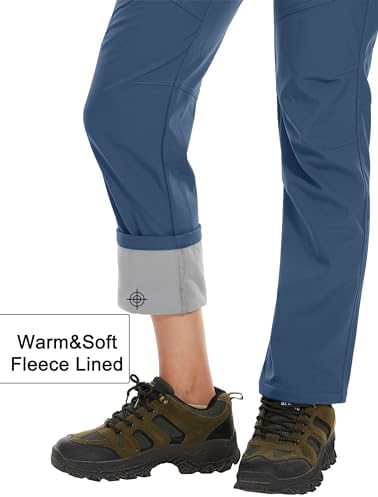 MAGCOMSEN Women's Fleece Lined Waterproof Insulated Snow Ski Pants Winter Warm Hiking Pants Outdoor Softshell