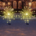 Solar Garden Firework Lights Outdoor Waterproof 2 Pack Solar Powered Art Stake Twinkle Lighting for Outside Decor, 120 LED Sparklers String Lights for Yard Party Decorations (Warm White)