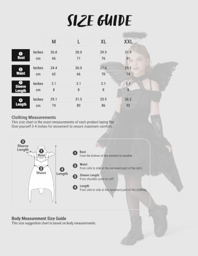 Spooktacular Creations Halloween Child Girl Black Angel Short Dress Costume, Kids Fallen Angel Outfit for Role Play Parties
